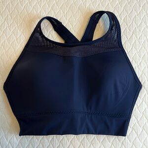 Athleta sports bra, mesh detail, navy, adjustable, XS